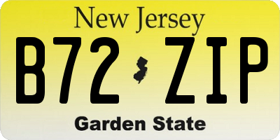 NJ license plate B72ZIP