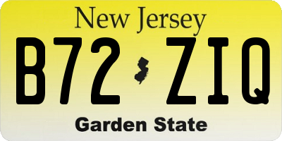 NJ license plate B72ZIQ