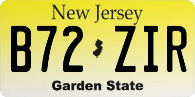 NJ license plate B72ZIR