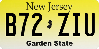 NJ license plate B72ZIU