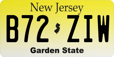 NJ license plate B72ZIW
