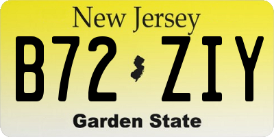 NJ license plate B72ZIY