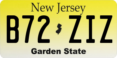 NJ license plate B72ZIZ