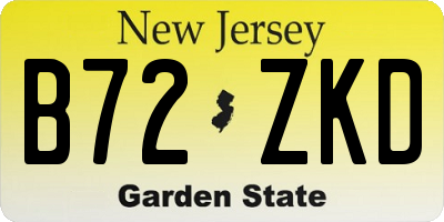 NJ license plate B72ZKD