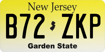 NJ license plate B72ZKP