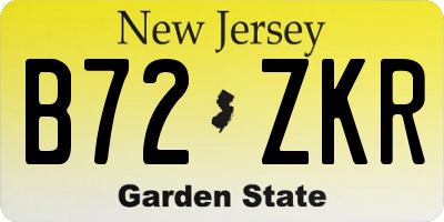 NJ license plate B72ZKR