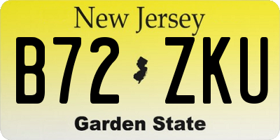 NJ license plate B72ZKU