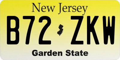 NJ license plate B72ZKW