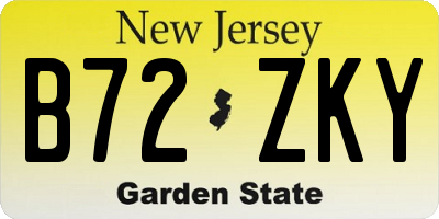 NJ license plate B72ZKY
