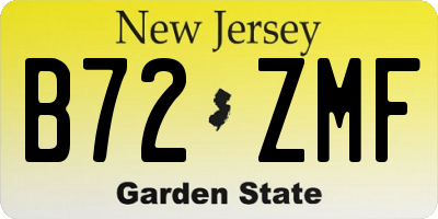 NJ license plate B72ZMF