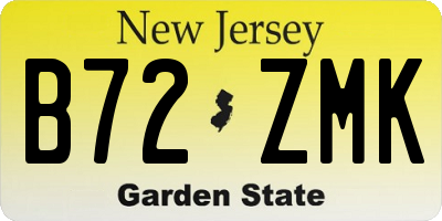 NJ license plate B72ZMK