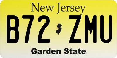 NJ license plate B72ZMU