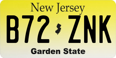 NJ license plate B72ZNK
