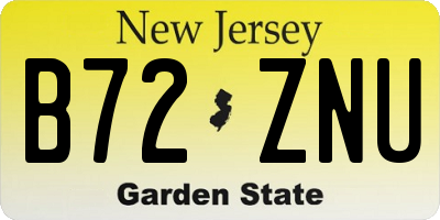 NJ license plate B72ZNU