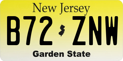 NJ license plate B72ZNW