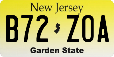 NJ license plate B72ZOA