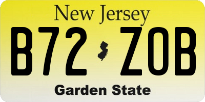 NJ license plate B72ZOB