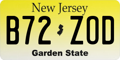 NJ license plate B72ZOD