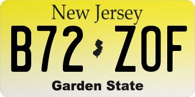 NJ license plate B72ZOF