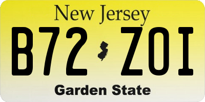NJ license plate B72ZOI