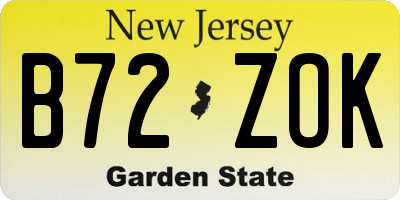 NJ license plate B72ZOK