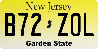 NJ license plate B72ZOL