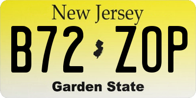 NJ license plate B72ZOP