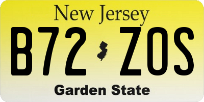 NJ license plate B72ZOS