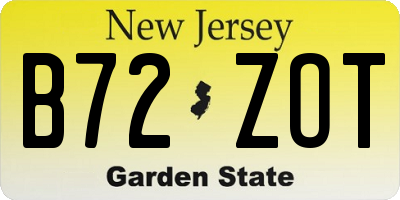 NJ license plate B72ZOT