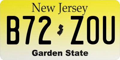 NJ license plate B72ZOU