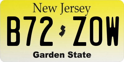 NJ license plate B72ZOW