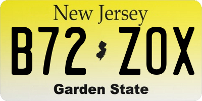 NJ license plate B72ZOX