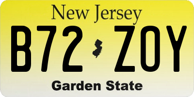 NJ license plate B72ZOY