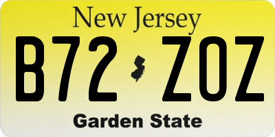 NJ license plate B72ZOZ