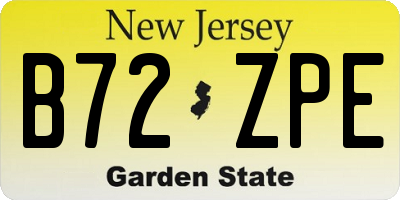 NJ license plate B72ZPE