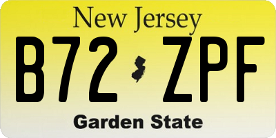 NJ license plate B72ZPF
