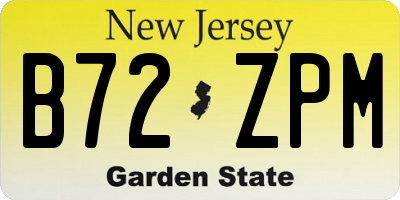 NJ license plate B72ZPM