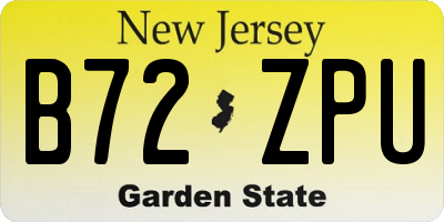 NJ license plate B72ZPU