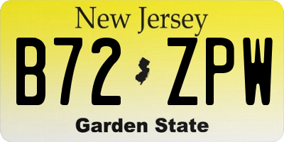 NJ license plate B72ZPW