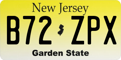 NJ license plate B72ZPX