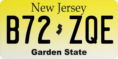 NJ license plate B72ZQE