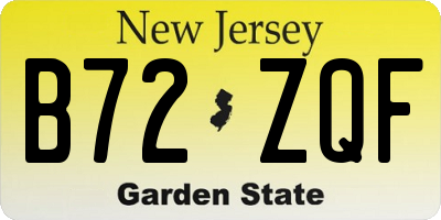 NJ license plate B72ZQF