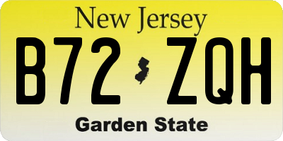 NJ license plate B72ZQH