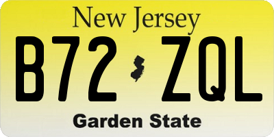 NJ license plate B72ZQL