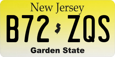 NJ license plate B72ZQS