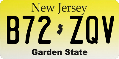 NJ license plate B72ZQV