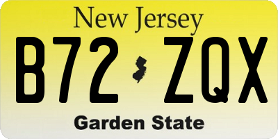 NJ license plate B72ZQX