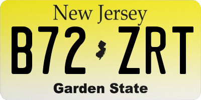 NJ license plate B72ZRT