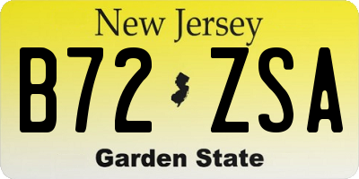NJ license plate B72ZSA