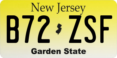 NJ license plate B72ZSF